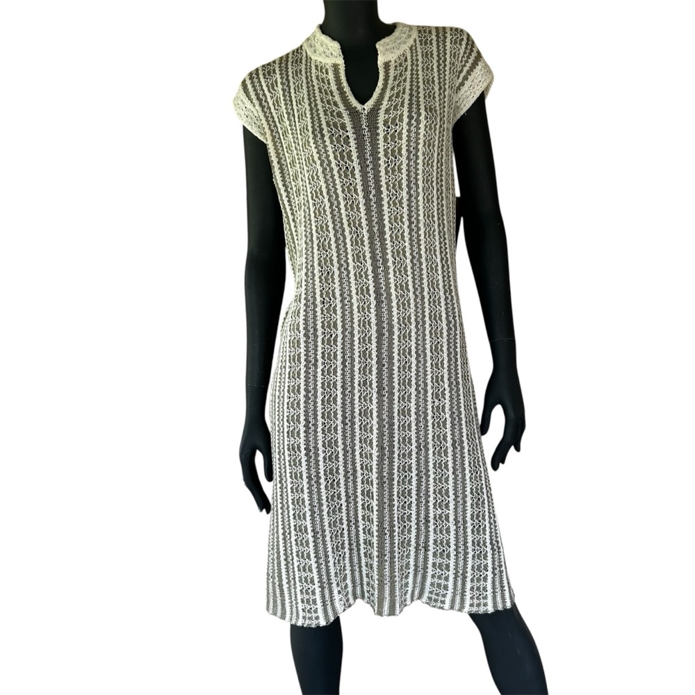 Vintage Coastal Dress Cover-up Knit Vacation Holiday Beach Boho Euro Summer